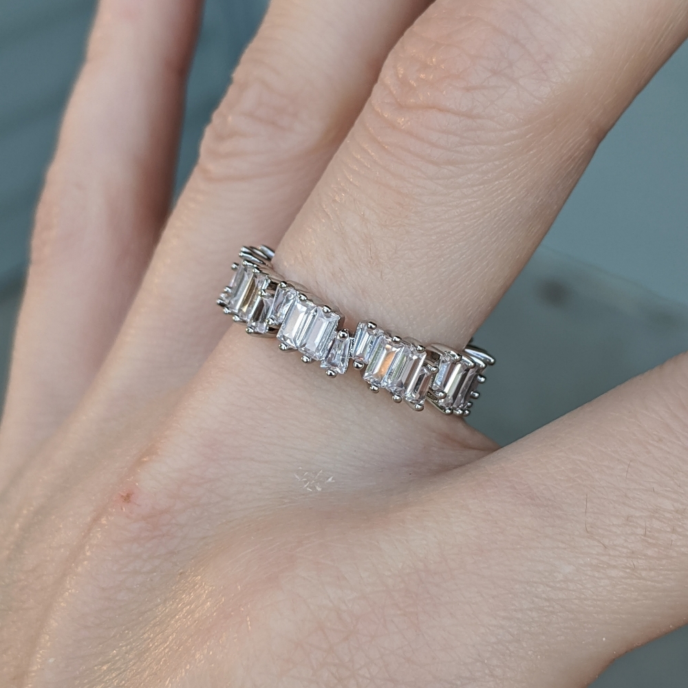 🆕S925-White Sapphire & White CZ Eternity Ring 8 - Picture 12 of 12